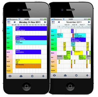 Vistas diaria y mensual de la planificaci�n en iPhone