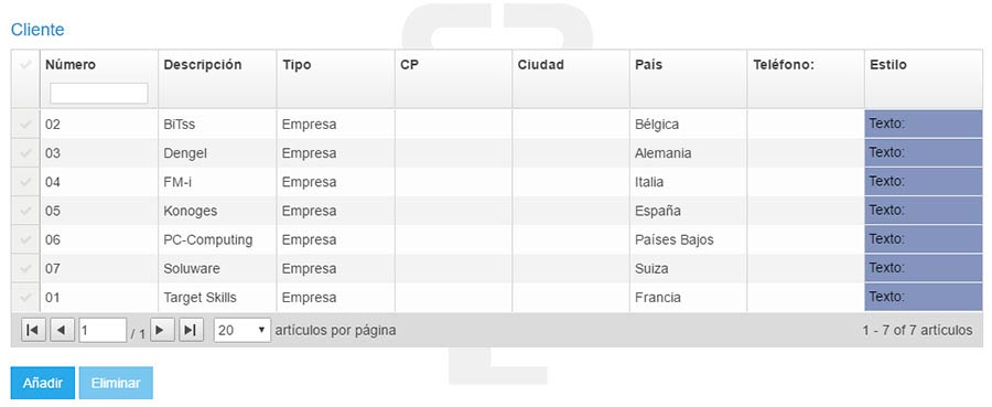 Añadir, modificar o eliminar un cliente