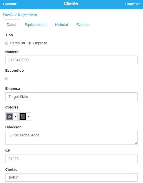 Detalles ficha de cliente