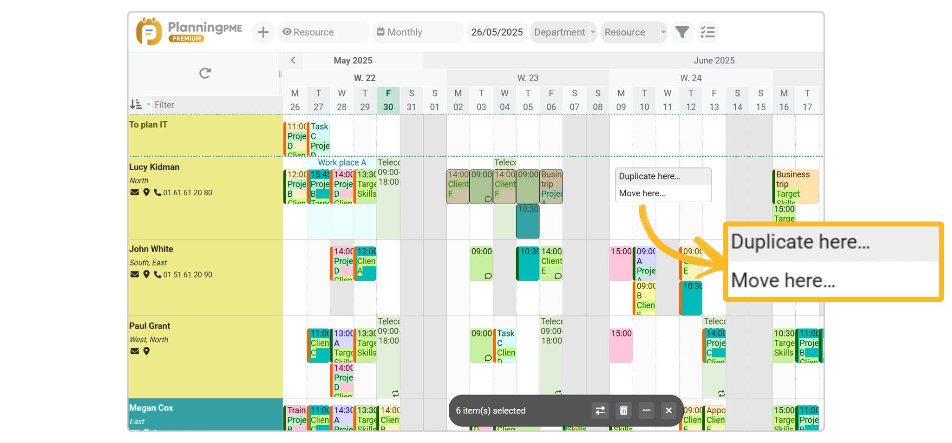 Duplicar o mover varios eventos
