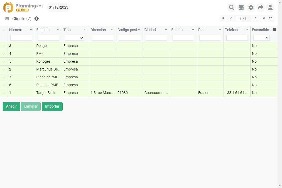 Añadir, modificar o eliminar un cliente