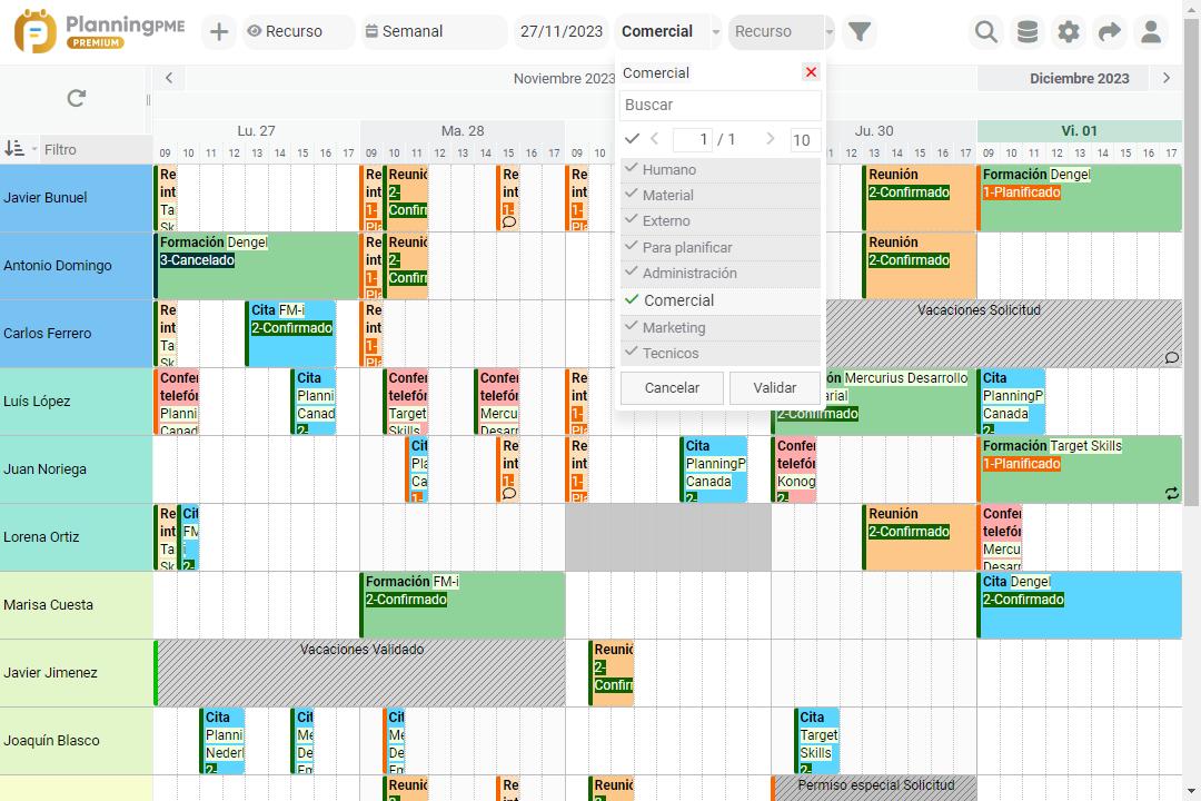 Mostrar un servicio en el planning